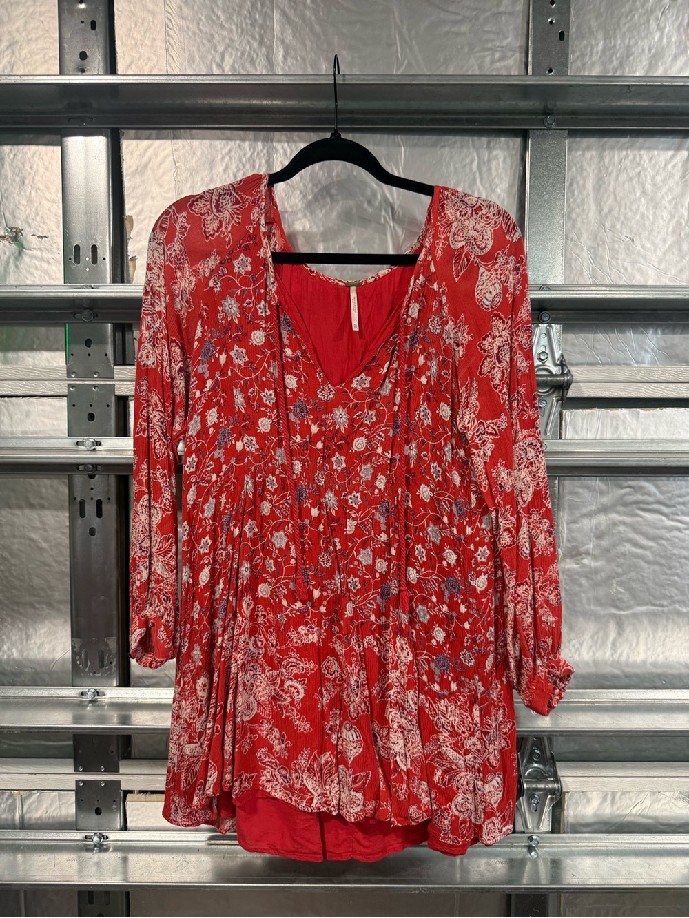 Free People Red Boho Floral Mini Dress